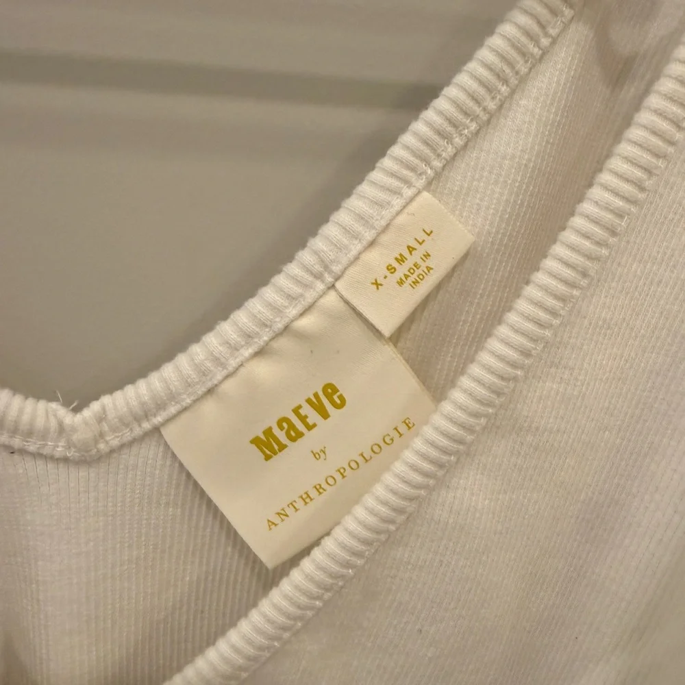 Anthropologie White V-Neck Puff Sleeve Tie Cuff Top